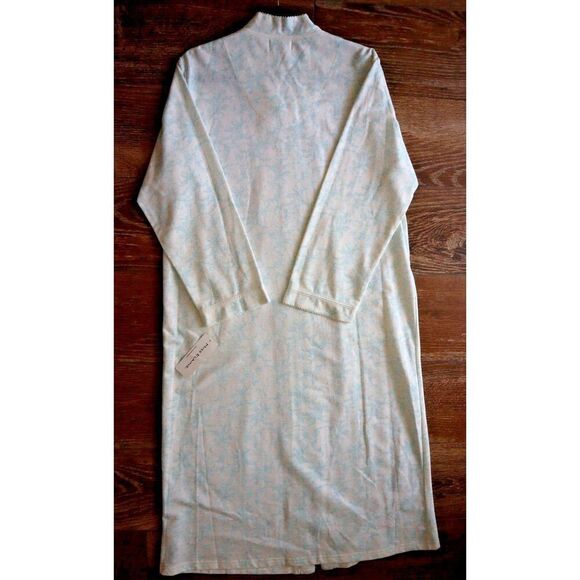 Miss Elaine 668819-125 Women's Sz M White/Blue Floral Zip-Front L/S Robe - Picture 2 of 10